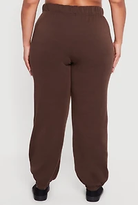 Plus High Waisted Fleece Sweatpants with Pockets