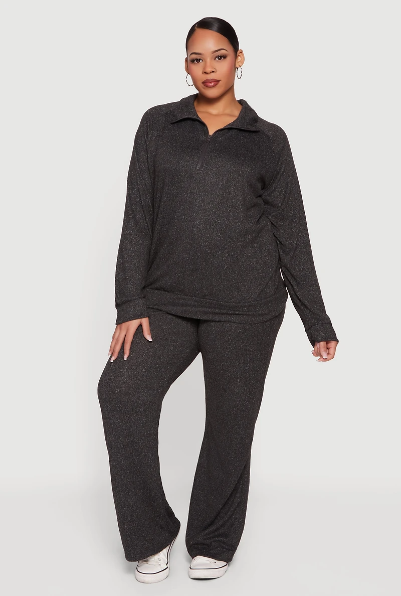 Plus Drawstring High Waisted Wide Leg Pants