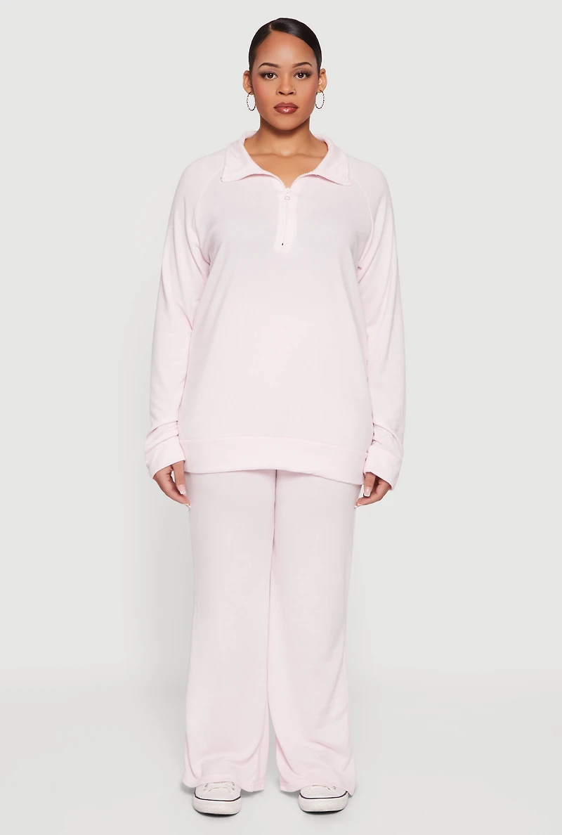 Plus Drawstring High Waisted Wide Leg Pants