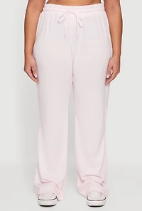 Plus Drawstring High Waisted Wide Leg Pants