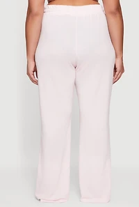 Plus Drawstring High Waisted Wide Leg Pants