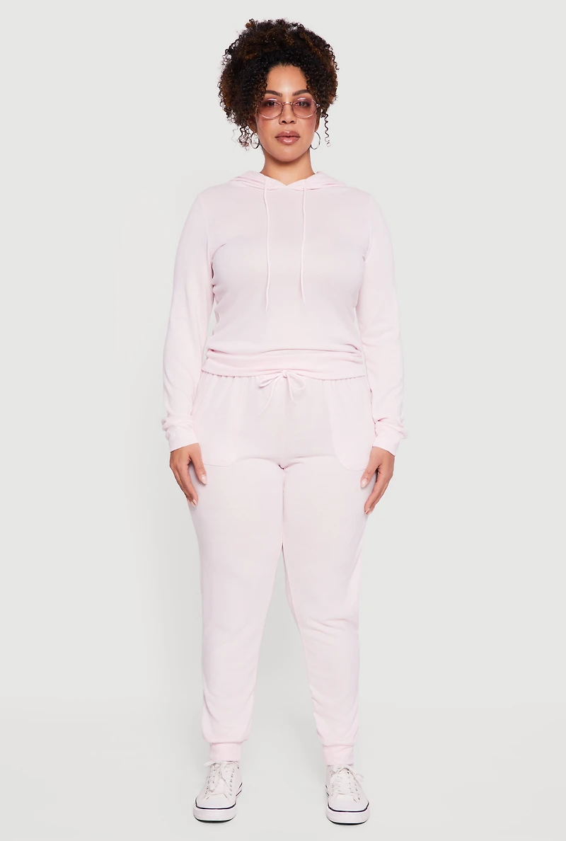 Womens Plus Size High Waisted Drawstring Joggers, Pink, Size 4X