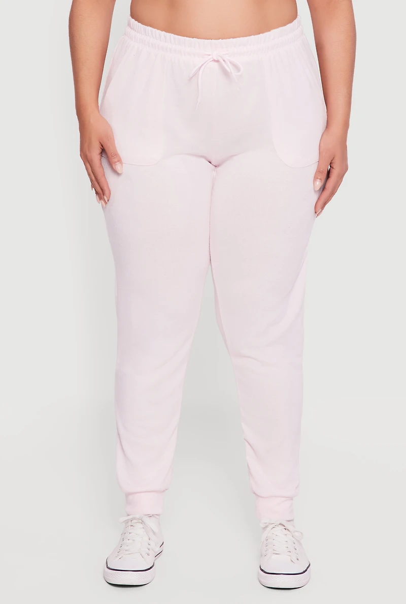 Womens Plus Size High Waisted Drawstring Joggers, Pink, Size 4X