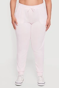 Womens Plus Size High Waisted Drawstring Joggers, Pink, Size 4X