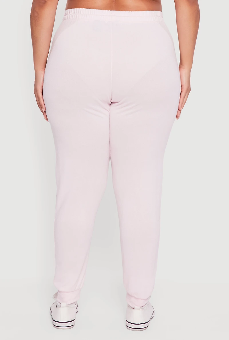 Womens Plus Size High Waisted Drawstring Joggers, Pink, Size 4X