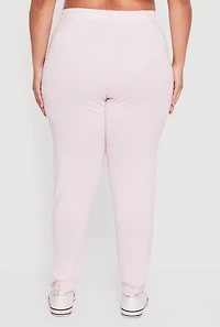 Womens Plus Size High Waisted Drawstring Joggers, Pink, Size 4X
