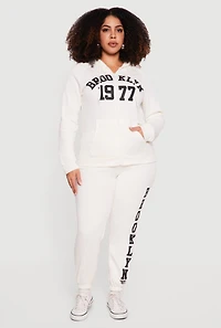 Womens Plus Size Brooklyn 1977 Zip Front Hoodie, White, Size 1X