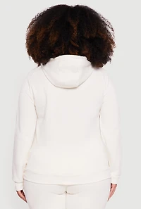 Womens Plus Size Brooklyn 1977 Zip Front Hoodie, White, Size 1X