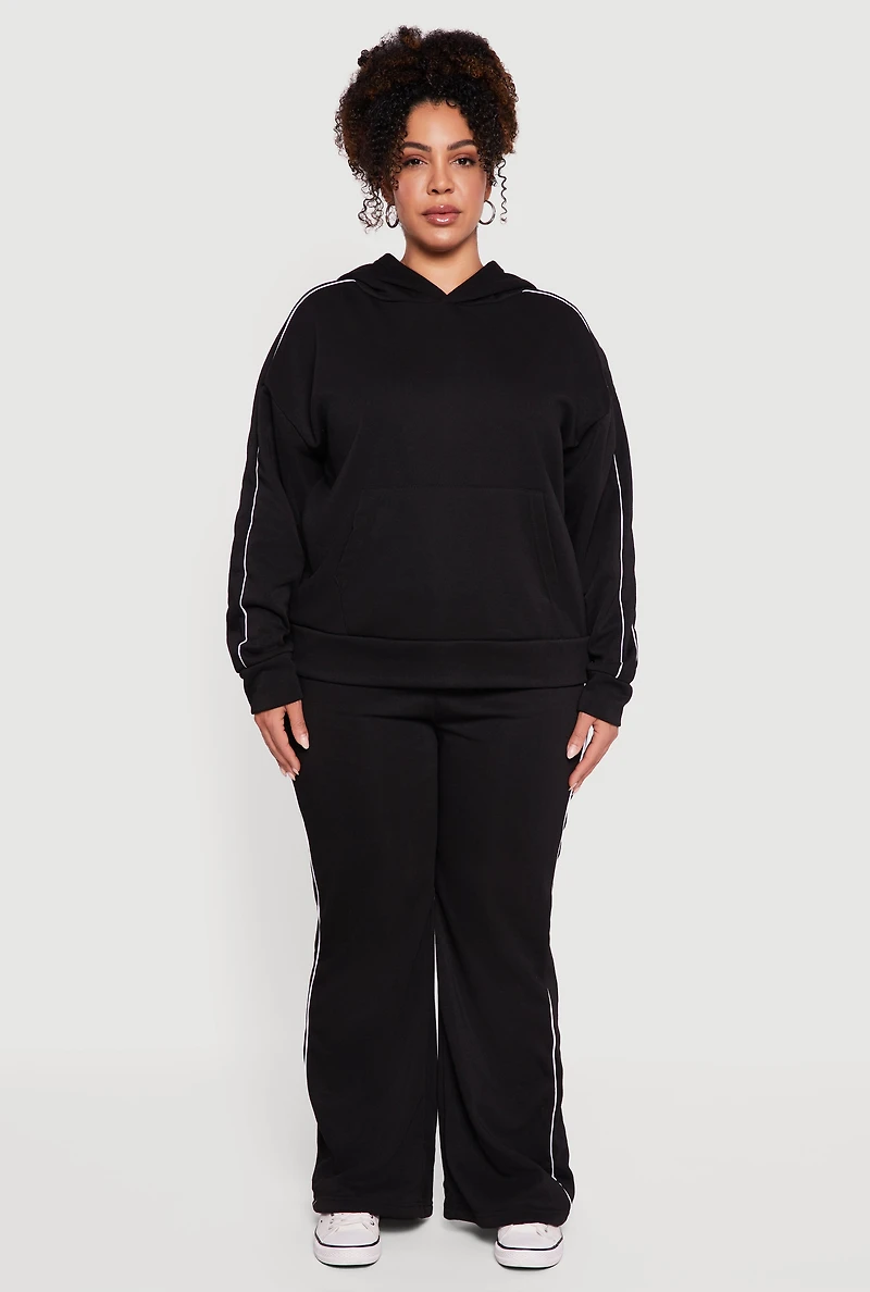 Plus Contrast Trim Hooded Sweatshirt