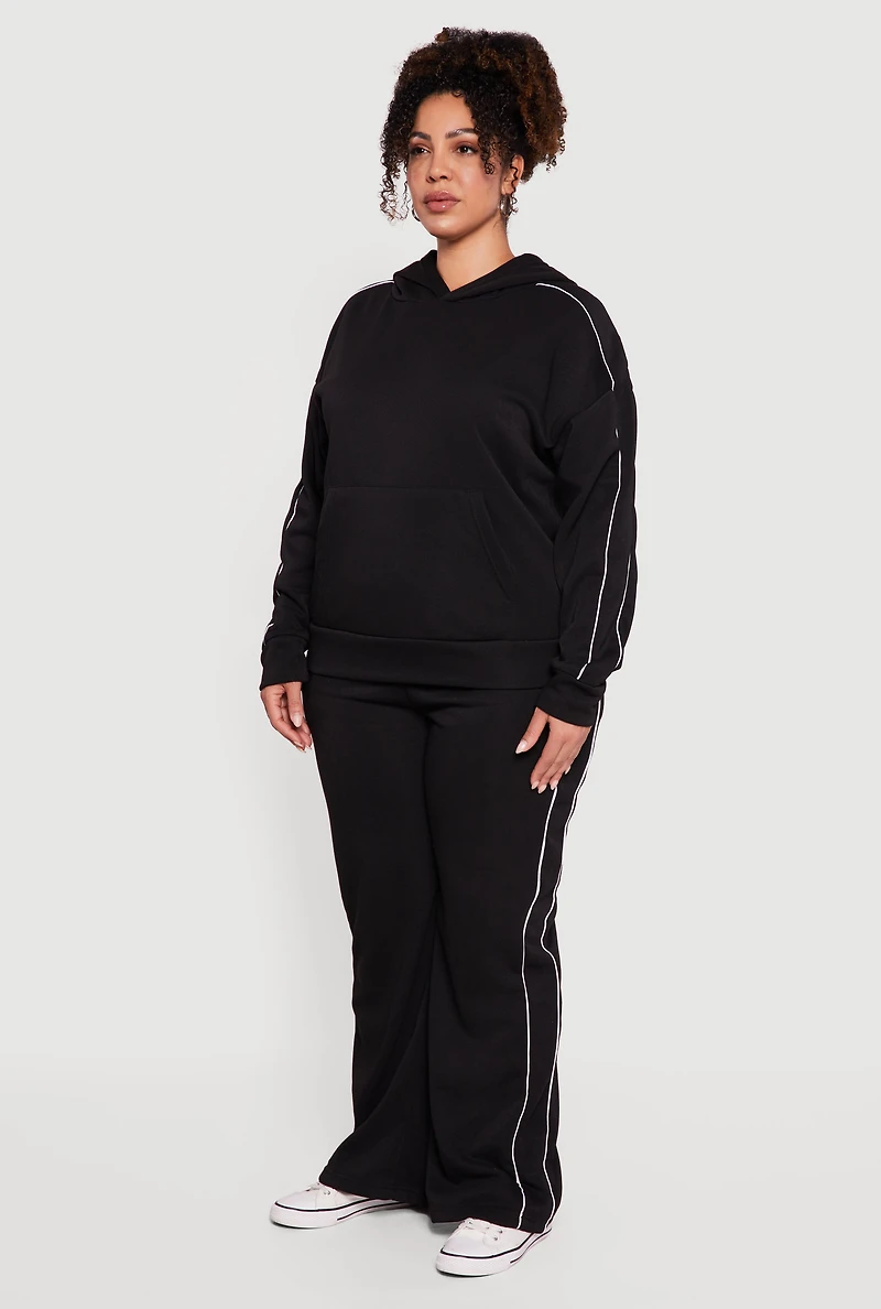 Plus Contrast Trim Hooded Sweatshirt
