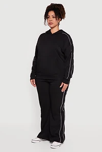 Plus Contrast Trim Hooded Sweatshirt