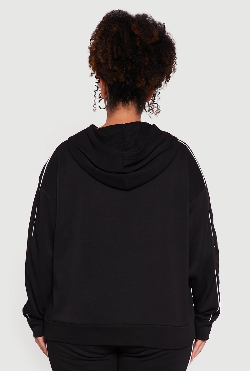 Plus Contrast Trim Hooded Sweatshirt
