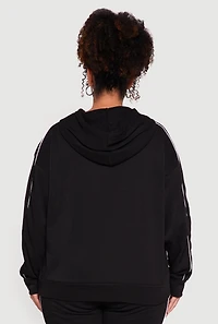 Plus Contrast Trim Hooded Sweatshirt