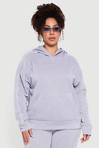 Plus Contrast Trim Hooded Sweatshirt