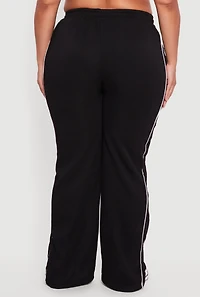 Plus High Waisted Contrast Trim Flare Leg Sweatpants