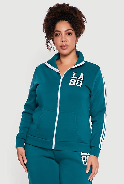 Plus Varsity Stripe LA 88 Graphic Hooded Sweatshirt