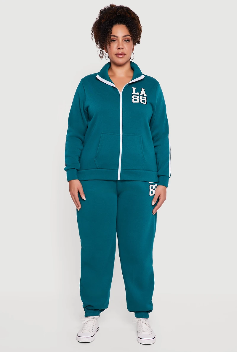 Plus Varsity Stripe LA 88 Graphic Hooded Sweatshirt