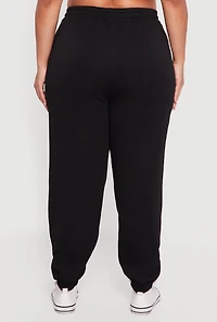 Womens Plus Size High Waisted LA 88 Graphic Sweatpants, Black, Size 1X