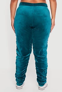 Womens Plus Velour High Waisted Side Ruched Joggers,