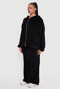 Plus Plush Zip Front Hooded Sweatshirt