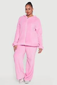 Plus Plush Zip Front Hooded Sweatshirt