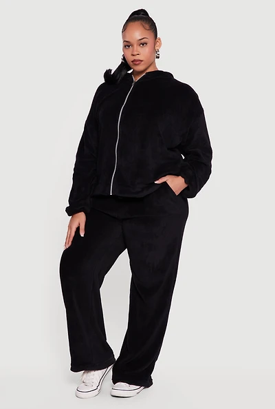 Plus Plush High Waisted Wide Leg Sweatpants