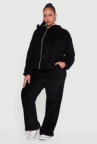 Plus Plush High Waisted Wide Leg Sweatpants
