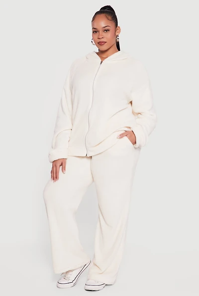 Plus Plush High Waisted Wide Leg Sweatpants