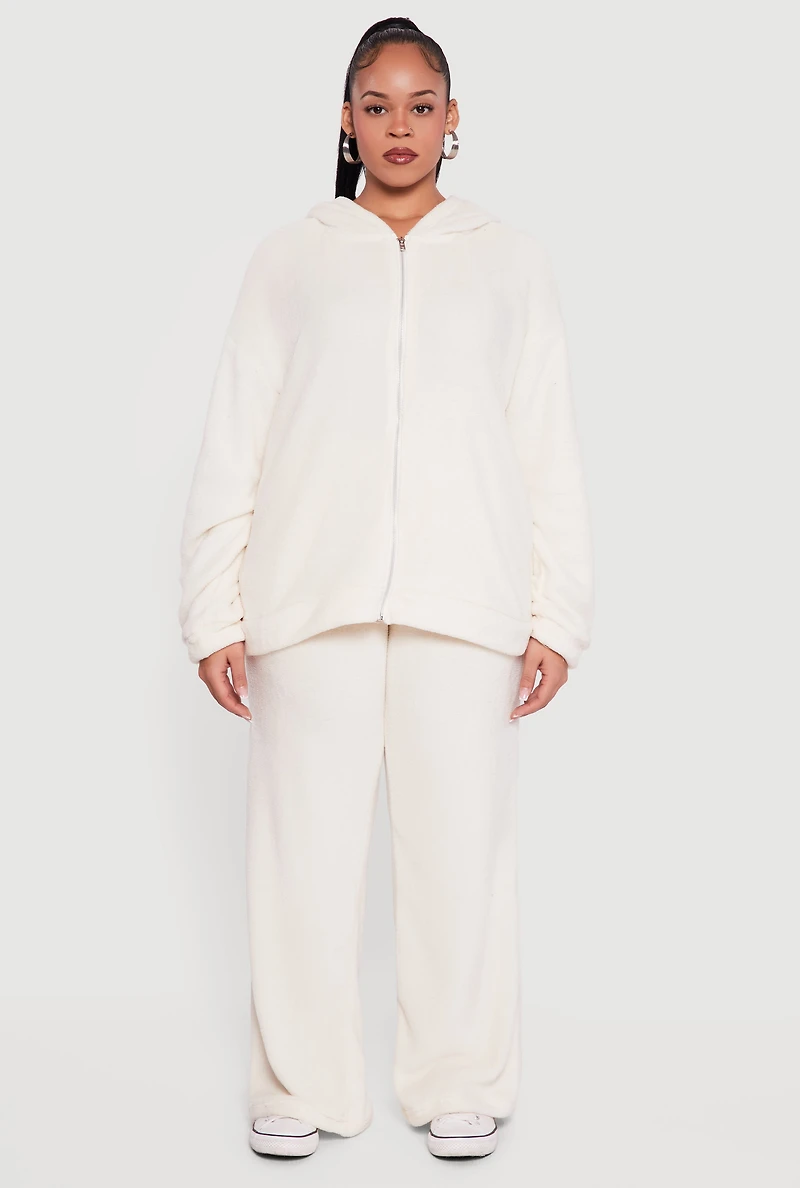 Plus Plush High Waisted Wide Leg Sweatpants