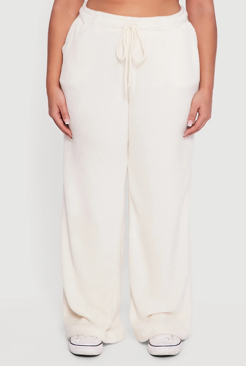 Plus Plush High Waisted Wide Leg Sweatpants