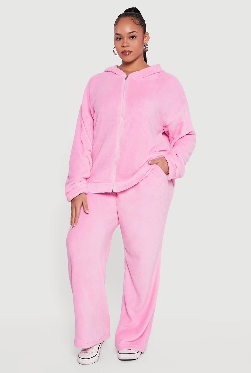 Plus Plush High Waisted Wide Leg Sweatpants