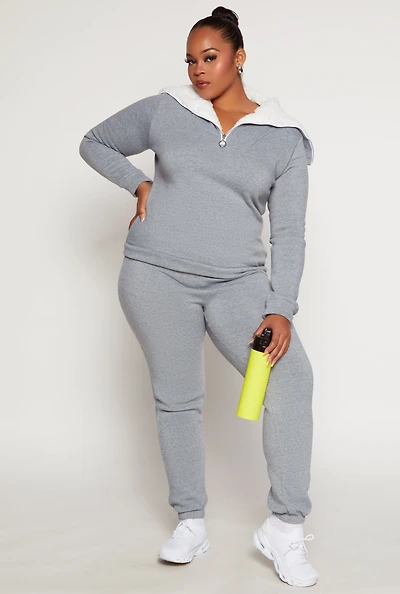 Plus Fleece Lined Drawstring Sweatpants
