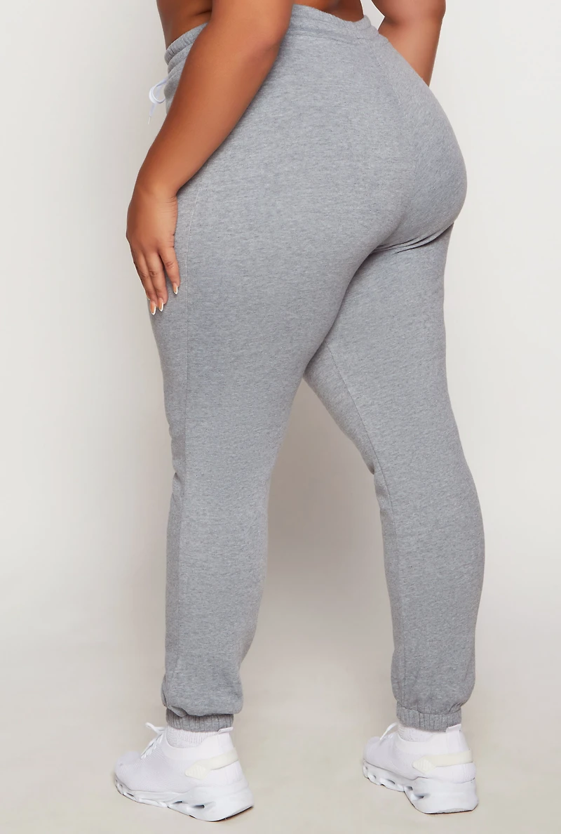 Plus Fleece Lined Drawstring Sweatpants