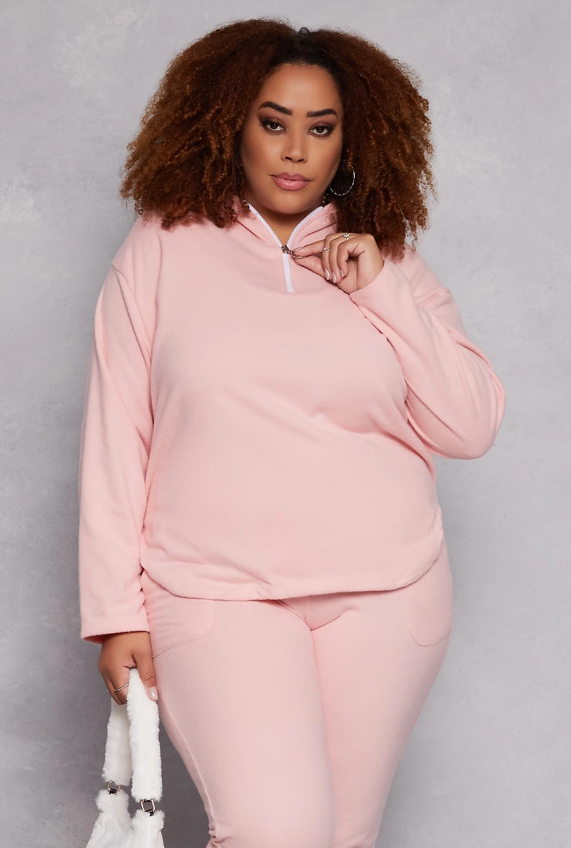 Plus Fleece Half Zip Hoodie