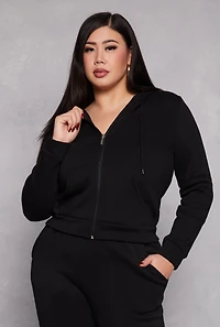 Plus Fleece Lined Zip Front Hoodie