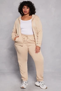 Womens Plus Fleece Lined Zip Front Hoodie,