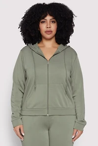 Plus Fleece Lined Zip Front Hoodie