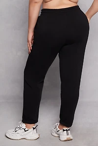 Plus Fleece Drawstring High Waist Sweatpants