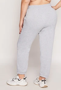 Womens Plus Size Fleece Drawstring High Waist Sweatpants, Grey, Size 3X