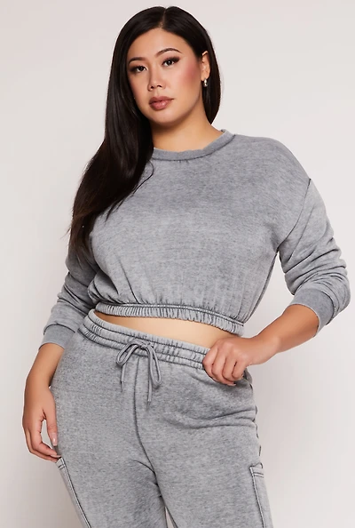 Plus Fleece Cropped Sweatshirt
