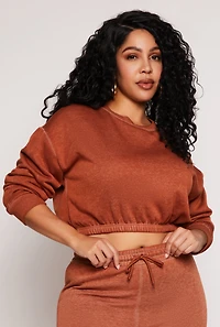 Plus Fleece Cropped Sweatshirt
