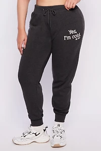 Womens Plus Size Yes Im Cold Joggers, Grey, Size 3X