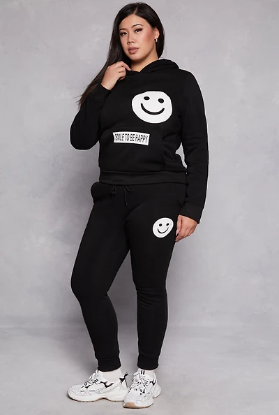 Plus Smile Face Graphic Joggers