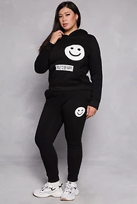 Plus Smile Face Graphic Joggers