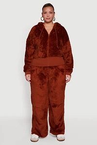 Plus High Waisted Faux Fur Lounge Pants