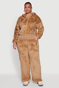 Plus High Waisted Faux Fur Lounge Pants