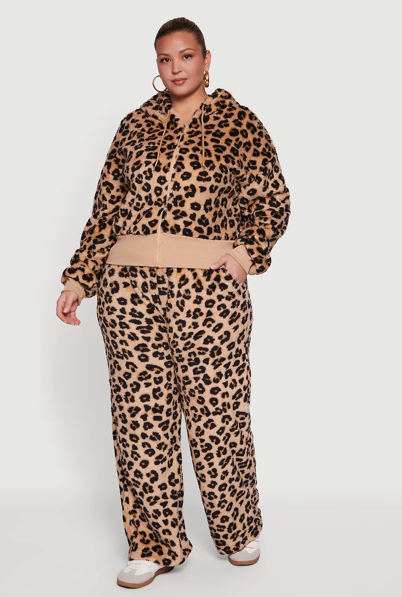 Plus High Waisted Faux Fur Lounge Pants