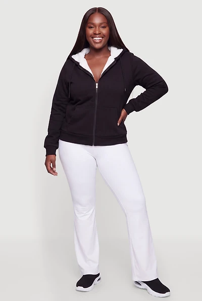 Plus Sherpa Lined Zip Front Hoodie