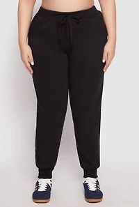 Plus Fleece High Waisted Drawstring Joggers
