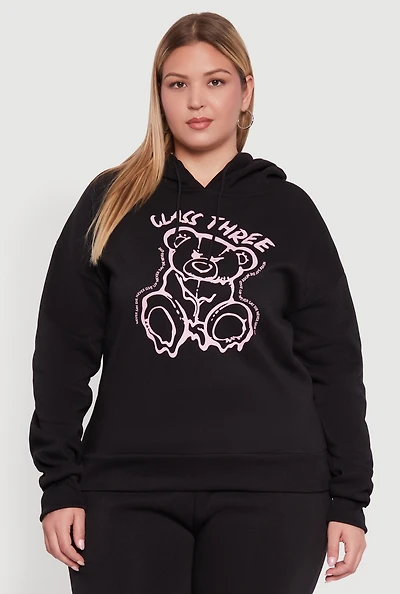 Womens Plus Size Class Three Graphic Pullover Hoodie, Black, Size 3X